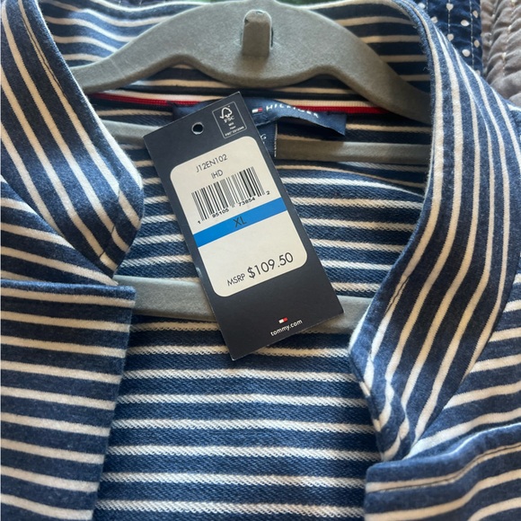 Tommy Hilfiger Navy and White Striped Military Band Jacket Nautical Size XL - Picture 10 of 13